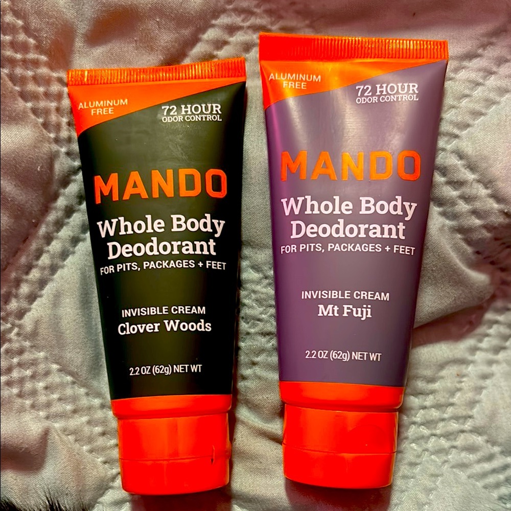 Mando Whole Body Deodorant 2-Pack/Clover Woods & Mt Fuji Scents NEW